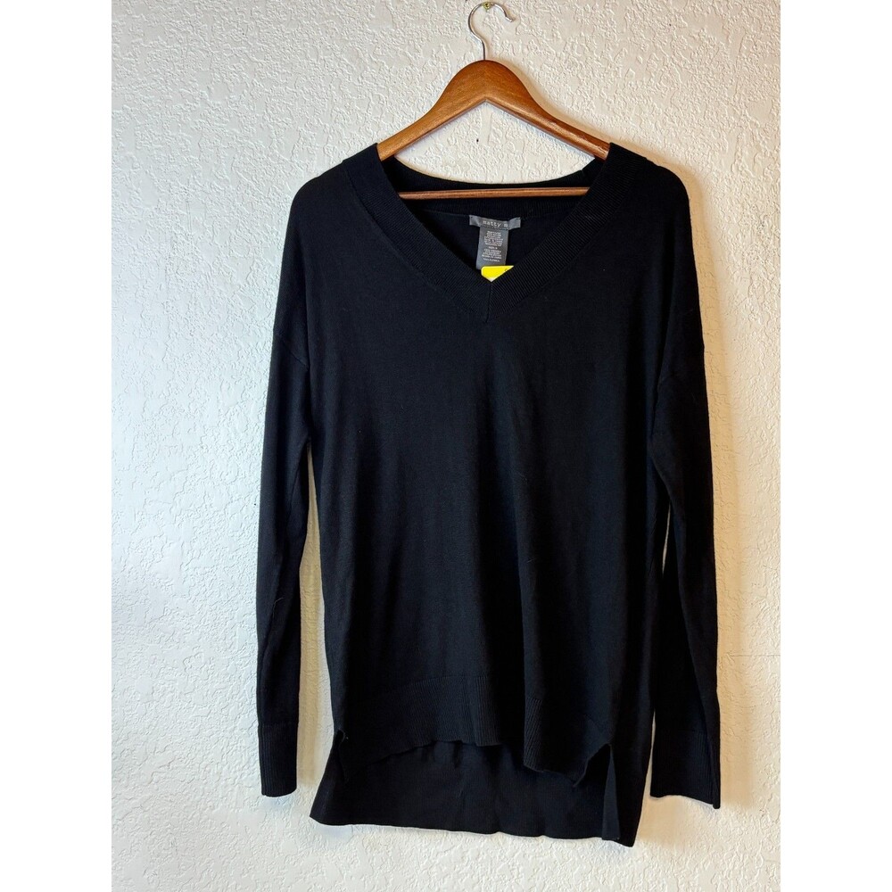 MATTY M Adult Medium Black V-Neck Sweater w/Side Slits Womens S